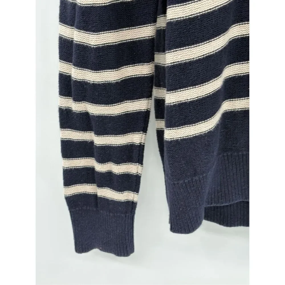 Banana Republic Sweater‎ Shawl Collar Men Medium Navy Blue Striped Long Sleeve